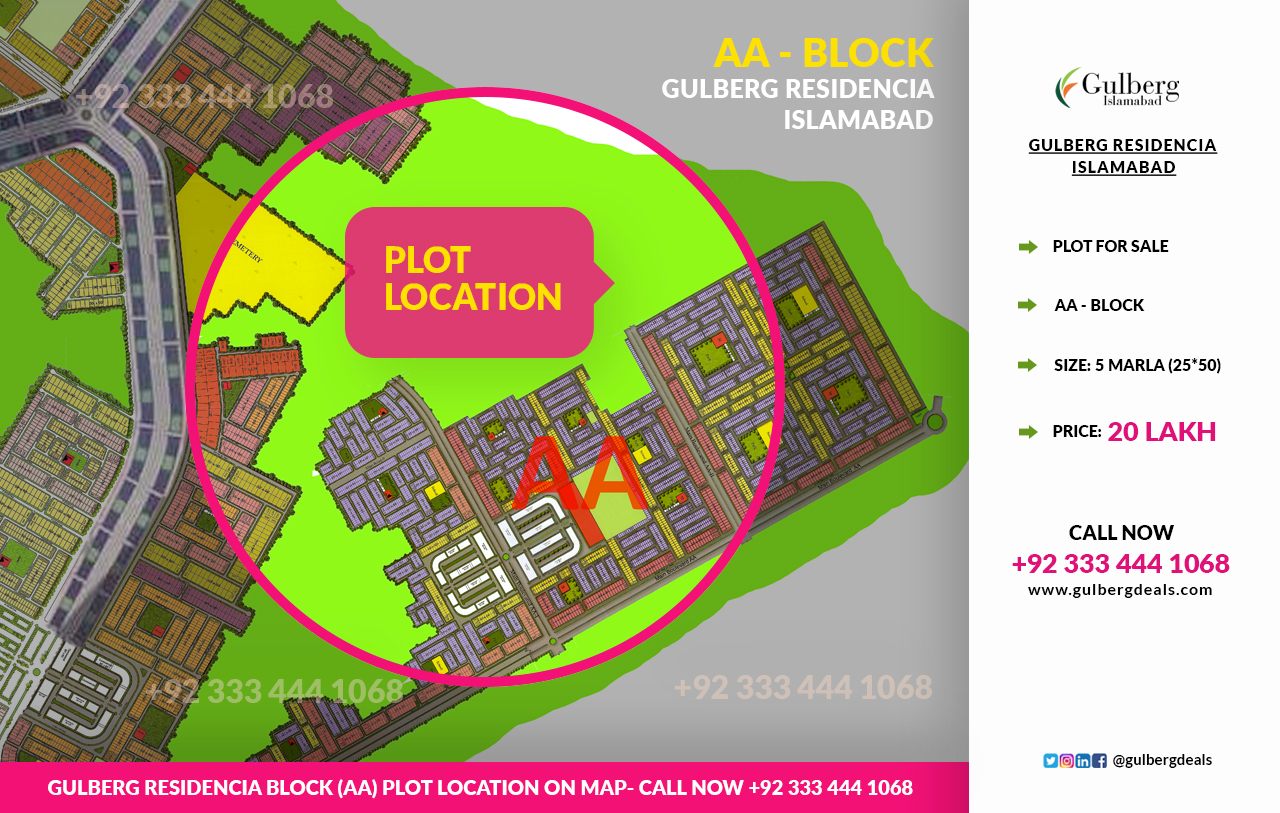 Gulberg Green Islamabad Map 5 Marla Residencial Plot For Sale In Block Aa In Gulberg Residencia -  Sectorland